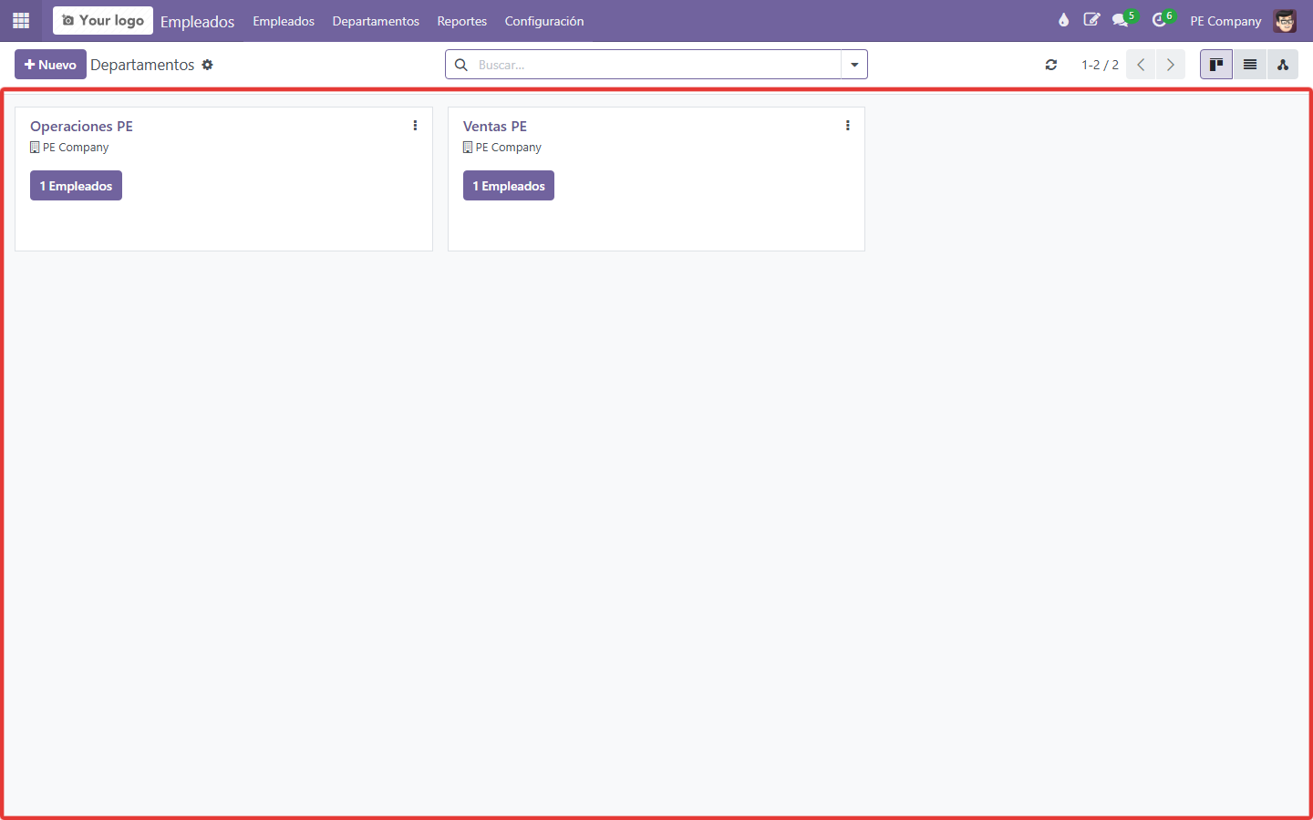 Departamentos kanban