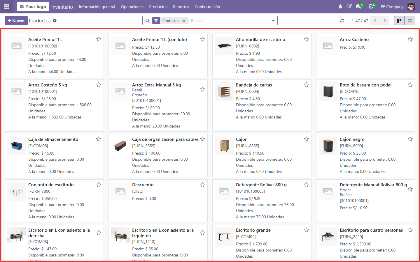 Productos (referencia)