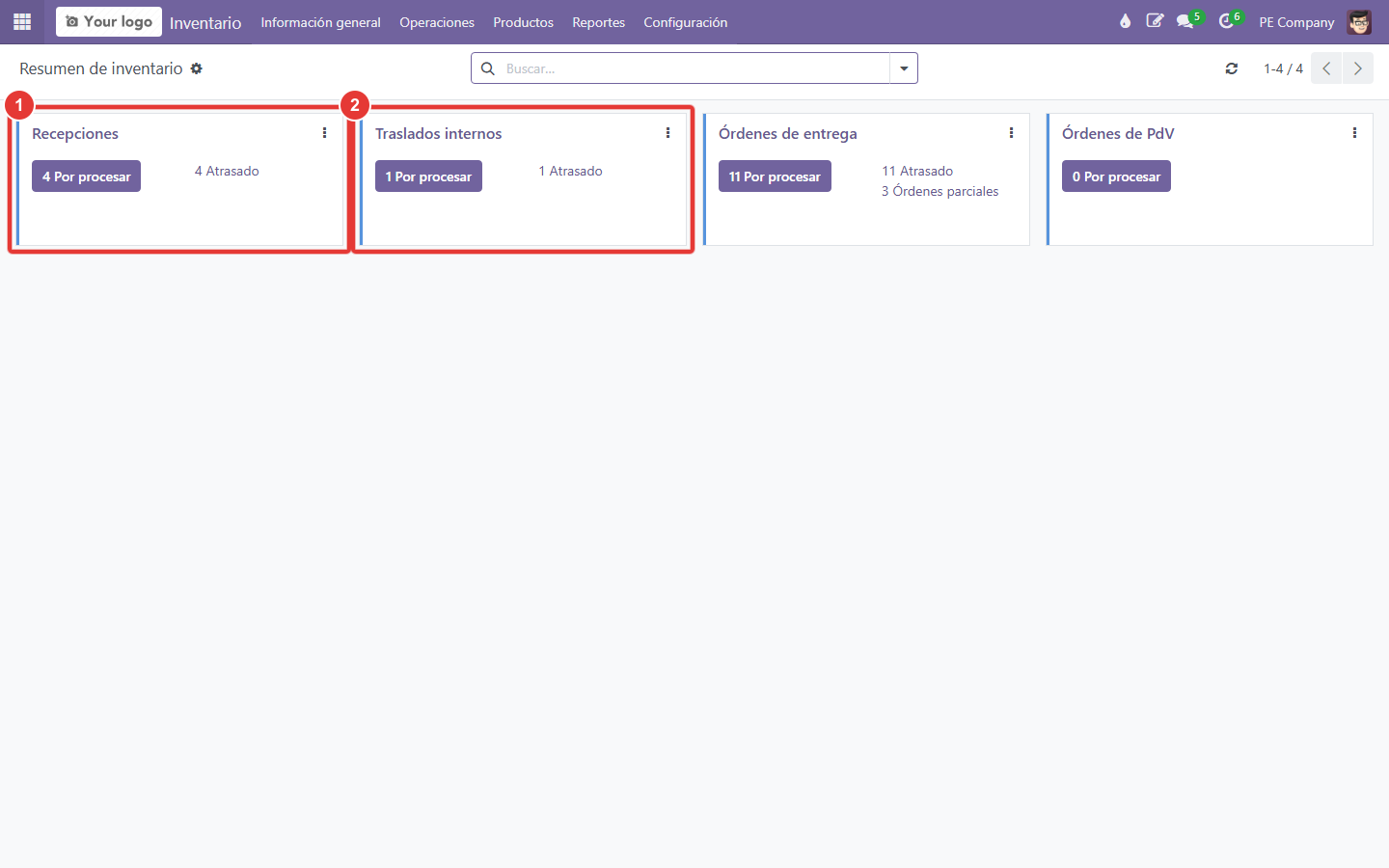 Panel de operaciones