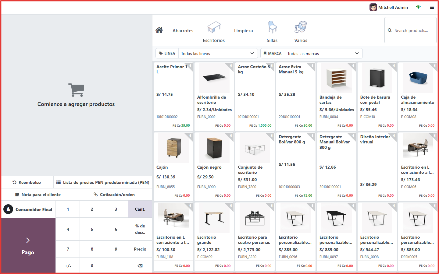 Categorías de productos